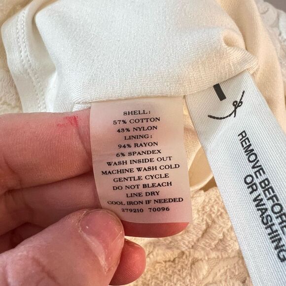 Ann Taylor NWT Ivory Textured Crew Neck Short Sleeve Sheath Dress Size 6 - Picture 8 of 9